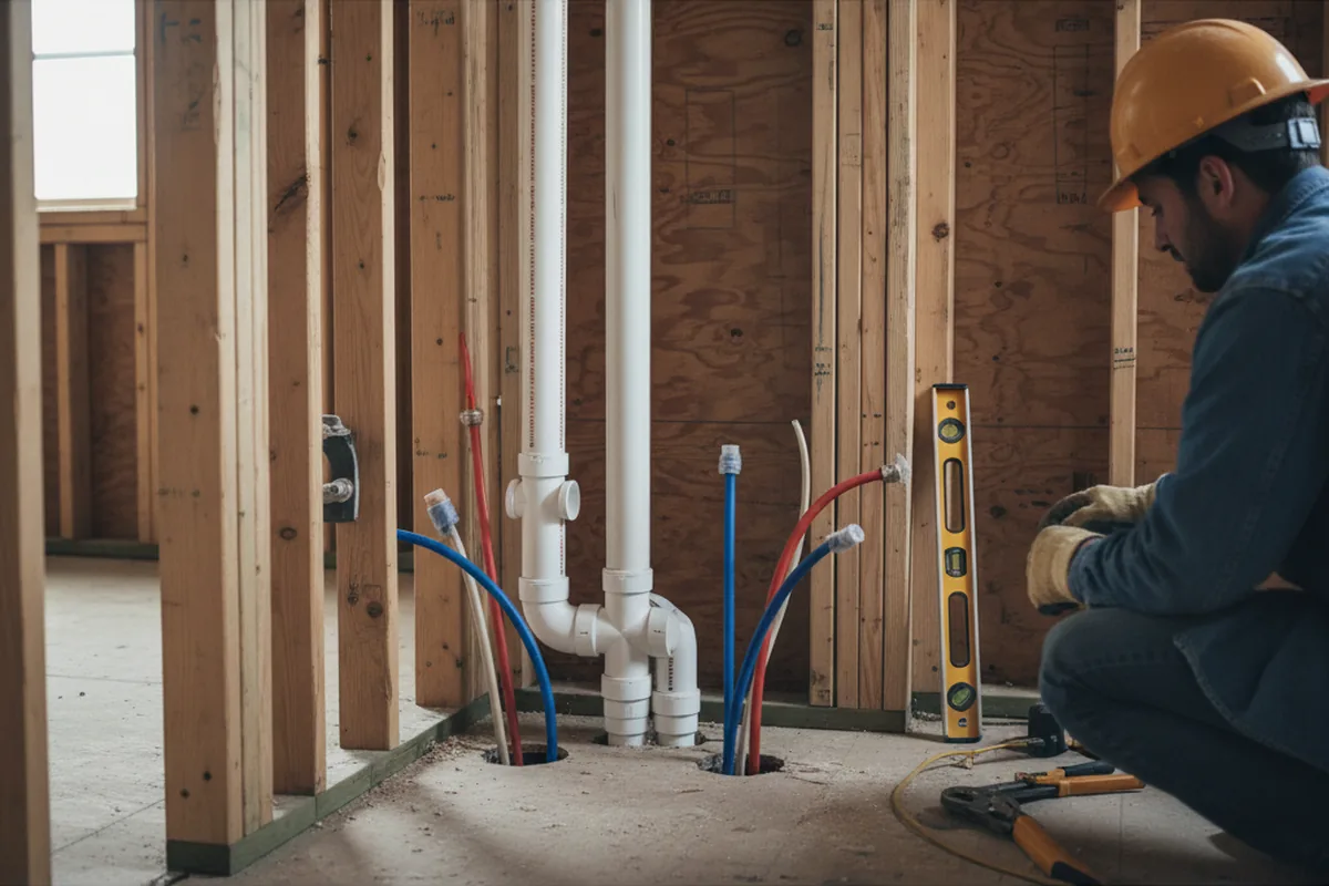 Drain and supply rough-in during Leak Detection in Freetown