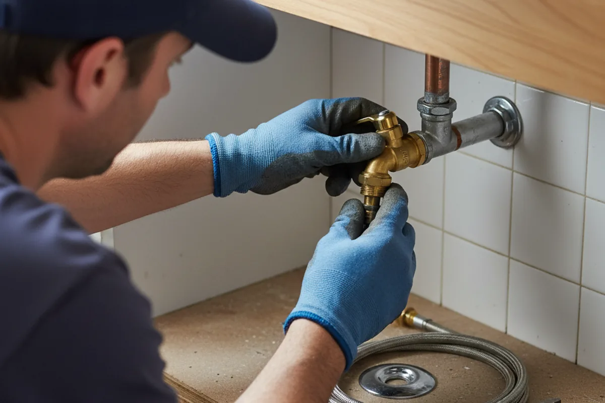 Shutoff valve and fitting work during Emergency Plumbing in Freetown
